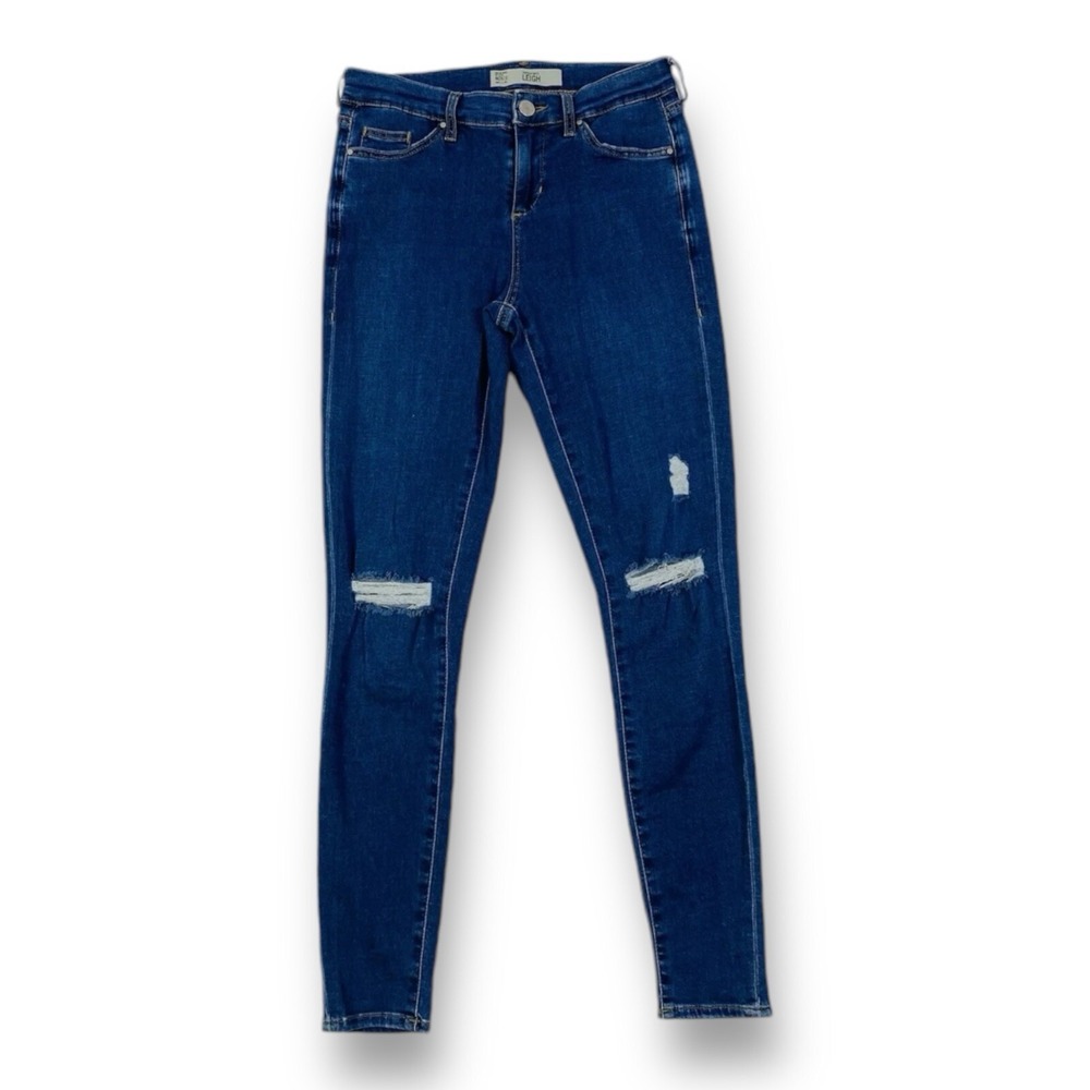 Top Shop Moto Leigh Medium Wash Blue Cotton Elastane Womens Jeans 26X26‎